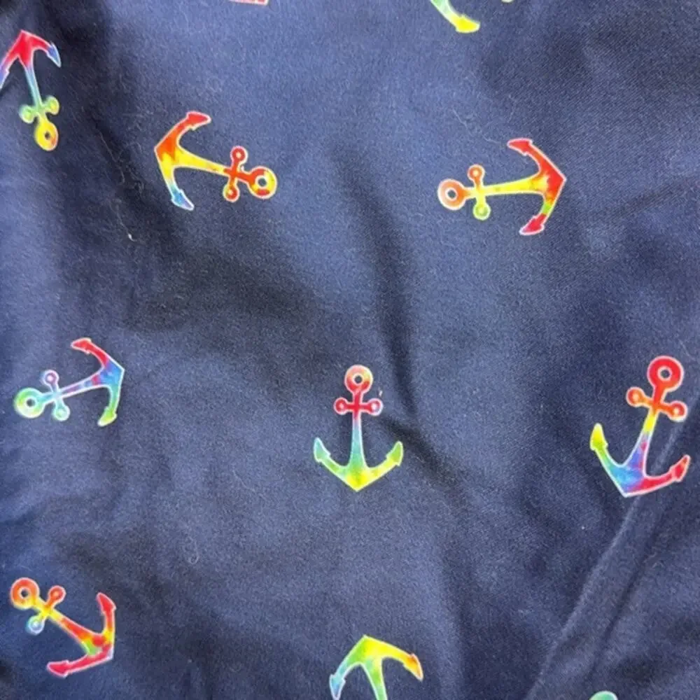 New Men's Spicy Tuna Navy Blue Colorful Anchors Design Swim Shorts Trunks Size L